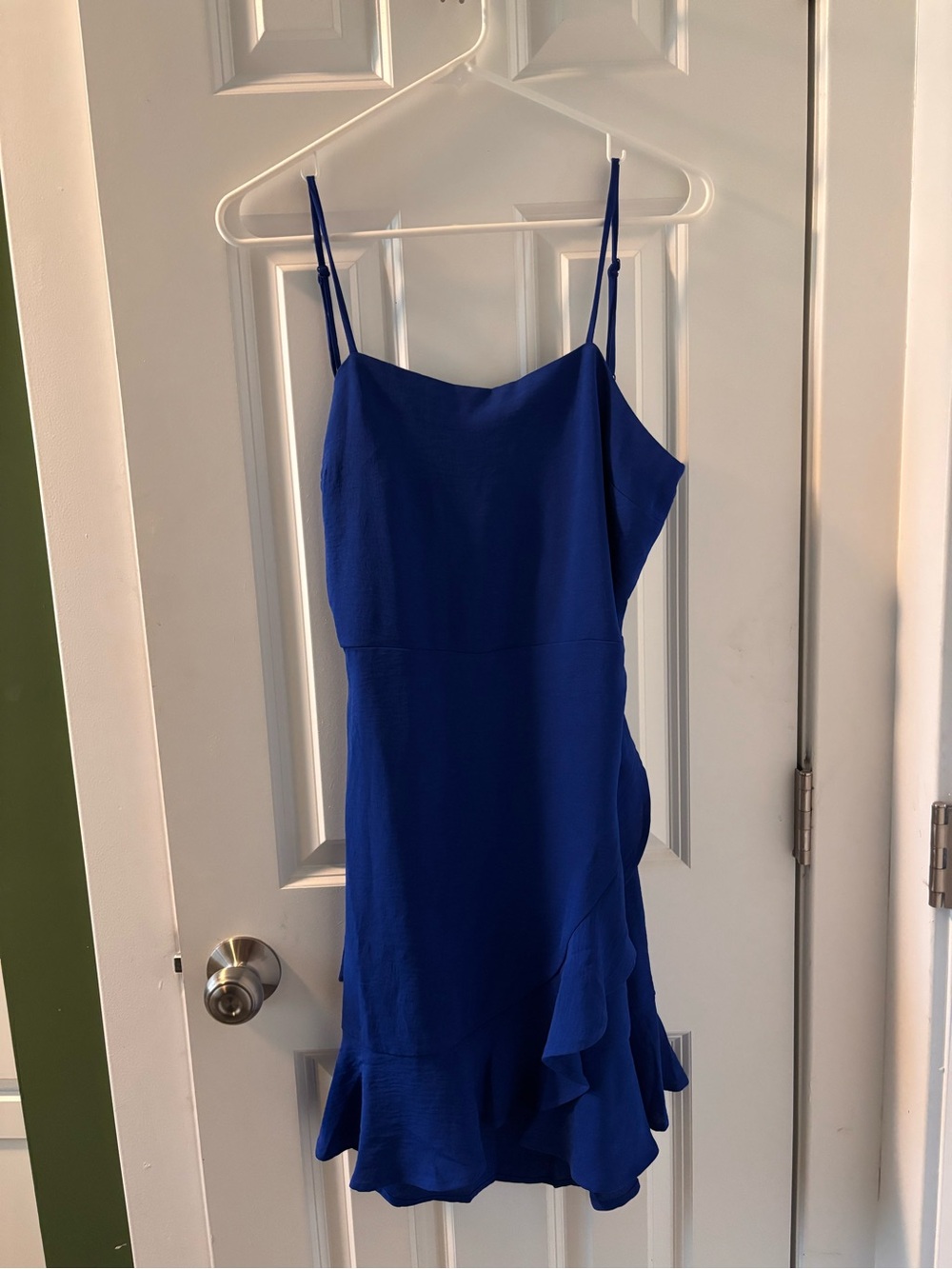 New without tags Blue Spaghetti-Strap Ruffle Hem Dress